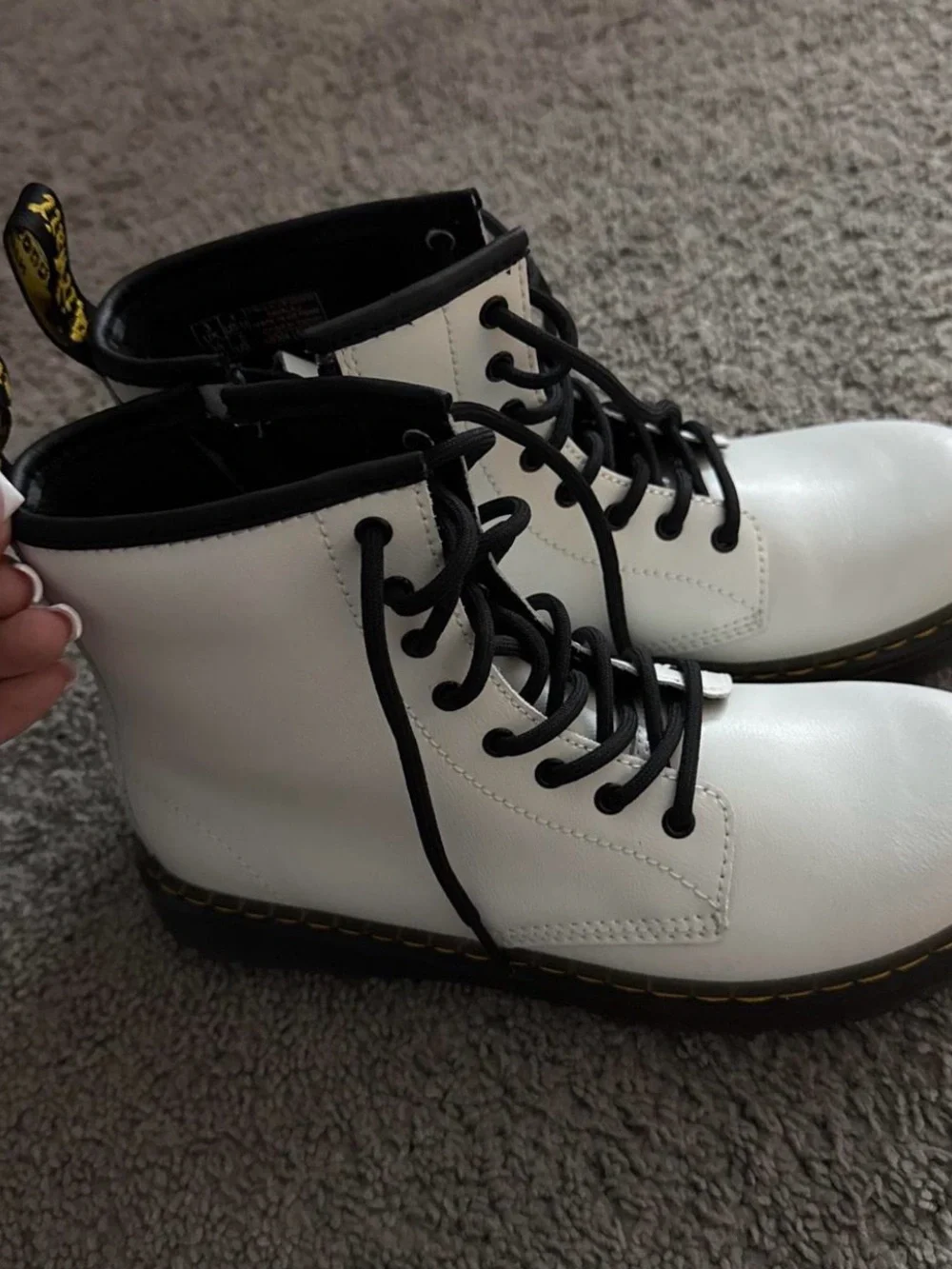 Dr. Martens White Lace-Up Boots with Black Trim